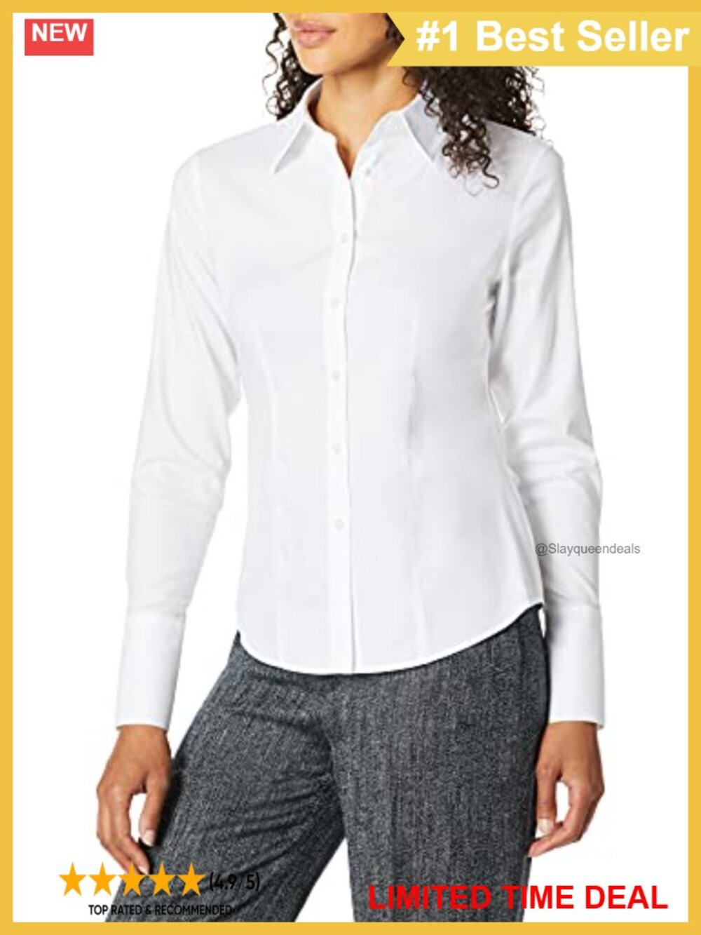 Wrinkle Free Long Sleeve Button Down Blouse